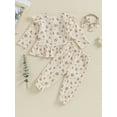 thumbnail image 4 of Bagilaanoe 3pcs Baby Girl Pants Set Toddler Long Sleeve Floral Tops + Leggings + Headband 6M 12M 18M 24M 3T Kids Fall Casual Clothes, 4 of 9