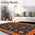 thumbnail image 2 of ODIKA 4'x6' Machine Washable Non-Slip Area Rug, Elegant Botanical Mosaic Vintage Inspired Decorative Art High Traffic Rug, Blue, 665967, 2 of 7