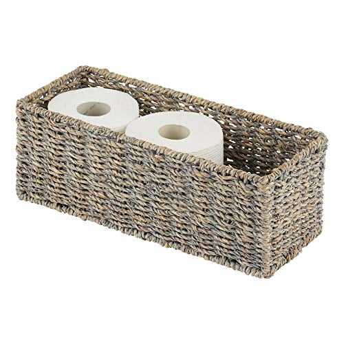 mDesign Natural Woven Seagrass Bathroom Storage Organizer Basket Bin
