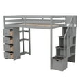 thumbnail image 3 of Twin Wood Loft Bed with Storage Drawers, Stairs and Guard Rail, Loft Bed with Shelves, Loft Bed for Teenagers, Multiple Functions Bed(Gray), 3 of 8