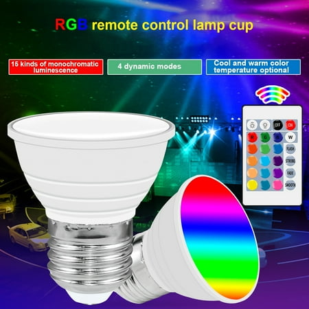 

MyBeauty 4Pcs LED RGB Light Bulbs Energy-saving Color Changing Remote Control 220V 3000K/6000K Safe High Brightness E26/E27 Light Bulbs for KTV