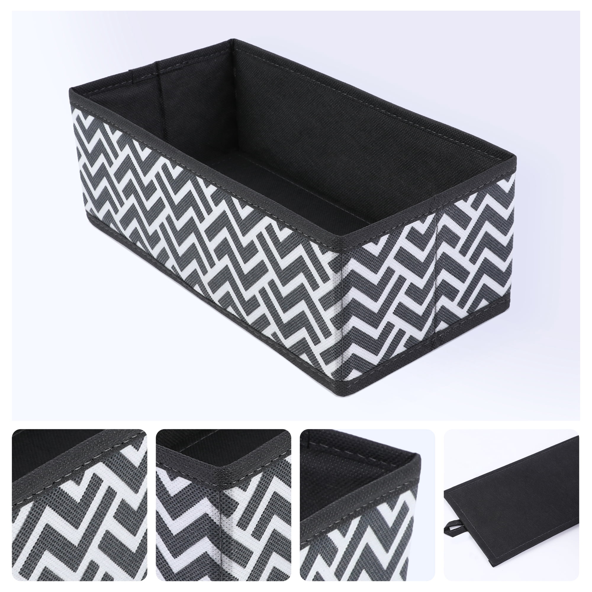 Unique Bargains Storage Bins for Closet Organizers Wavy Pattern Black 11"x5.5"x3.9"