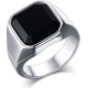 thumbnail image 1 of Anillos de ónix negro para hombre, anillo de sello de ágata cuadrada de acero inoxidable para hombre, regalos de joyería para padre para él, anillos para hombre para niños, 1 of 5