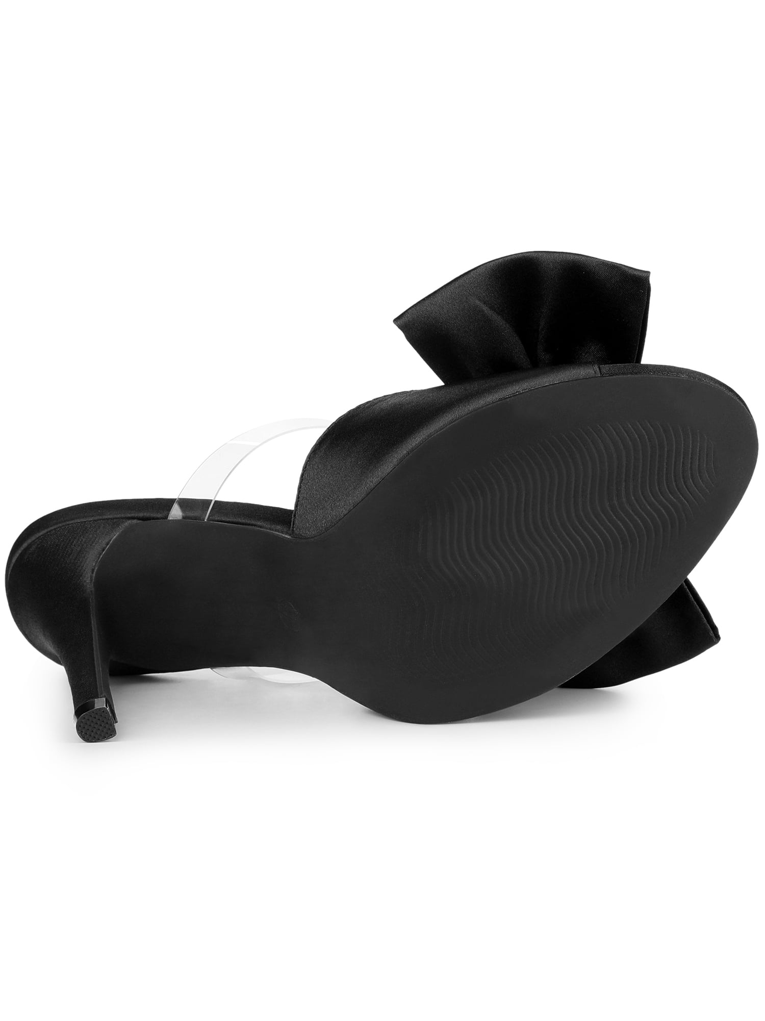 DARING DIVA Women's Bow Sandal Stiletto Heels Mules Black Heel Sandals Black 7