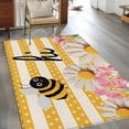 thumbnail image 2 of Spring Bees Daisy Area Rugs 4'x6', Washable Small Throw Rugs for Office Bathroom, Rustic Tulips Dots Yellow Striped Burlap Indoor Outdoor Rug Non-Slip Low Pile Carpet Runner Reversible Floor Mats, 2 of 8