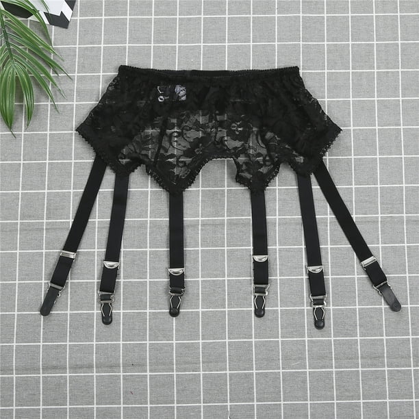 Women's 6 Straps High Waist Lace Retro Suspender Garter Belts for Stockings 
