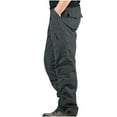thumbnail image 1 of WRKEKC Cargo Pants for Men Fleece Lined Warm Elastic Waist Work Pants Zipper Multiple Pocket Trousers for Cold Weather Utility, 1 of 4