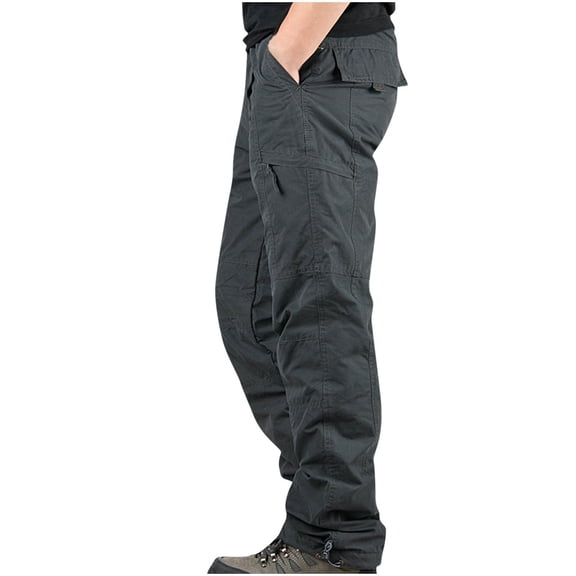 YABCSAZ Men's Cargo Pants Casual Relaxed Fit Stretch Tactical Pants Extreme Motion Canvas Straight Cargo Pant Solid Color Athletic Pants Hiking Work Military Army Pants with Multi Pockets