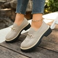 thumbnail image 5 of Xfvqtps Womens Metal Buckle Knit Loafers Casual Shoes Thick Sole Flats for Women Breathable Mesh Slip on Shoes Comfortable Everyday Shoes Gray, 5 of 9