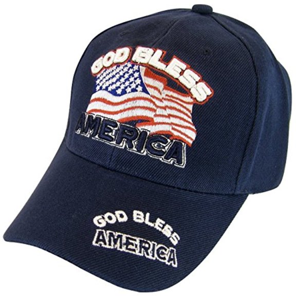 God Bless America USA Patriotic Men's Adjustable Baseball Cap (Navy)