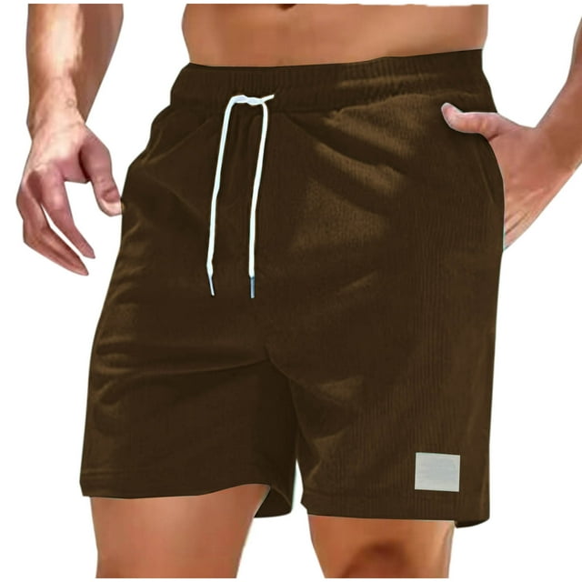 Timegard Mens Shorts Straight Leg Elastic Waist Loose Comfy Casual Solid Color Shorts with Pockets
