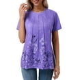 thumbnail image 3 of UVN Blouses for Women Summer Pleated Shirts Dressy Casual Short Sleeve Tunic Tops, 3 of 7