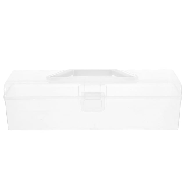 Caja de almacenamiento de plástico con tapa y asa, organizador multiusos para suministros para manualidades, Kit de costura, caja organizadora de herramientas portátil