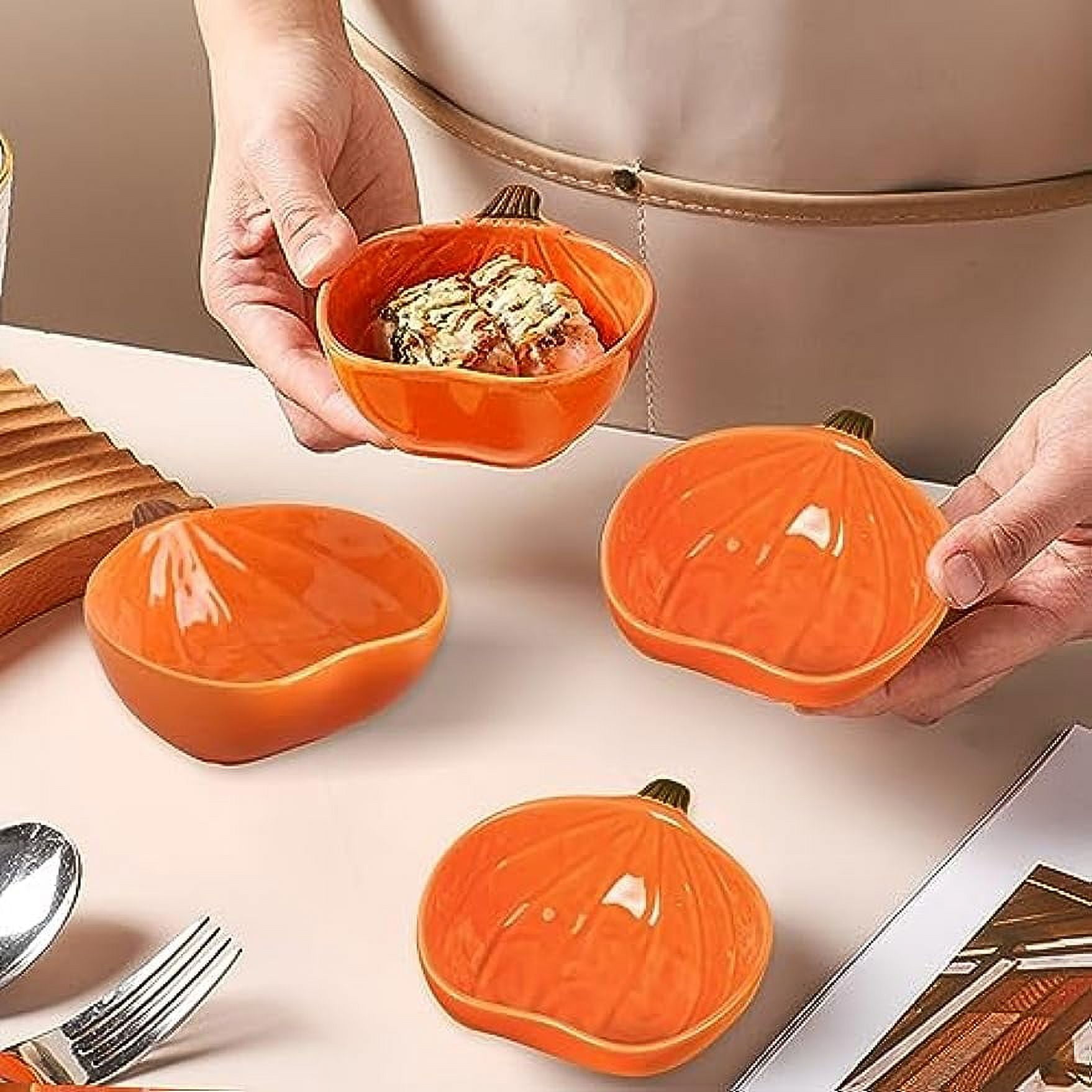 2PCS Ramekins 6 Ounces Oven Safe, Ceramic Ramekins Small Pumpkin