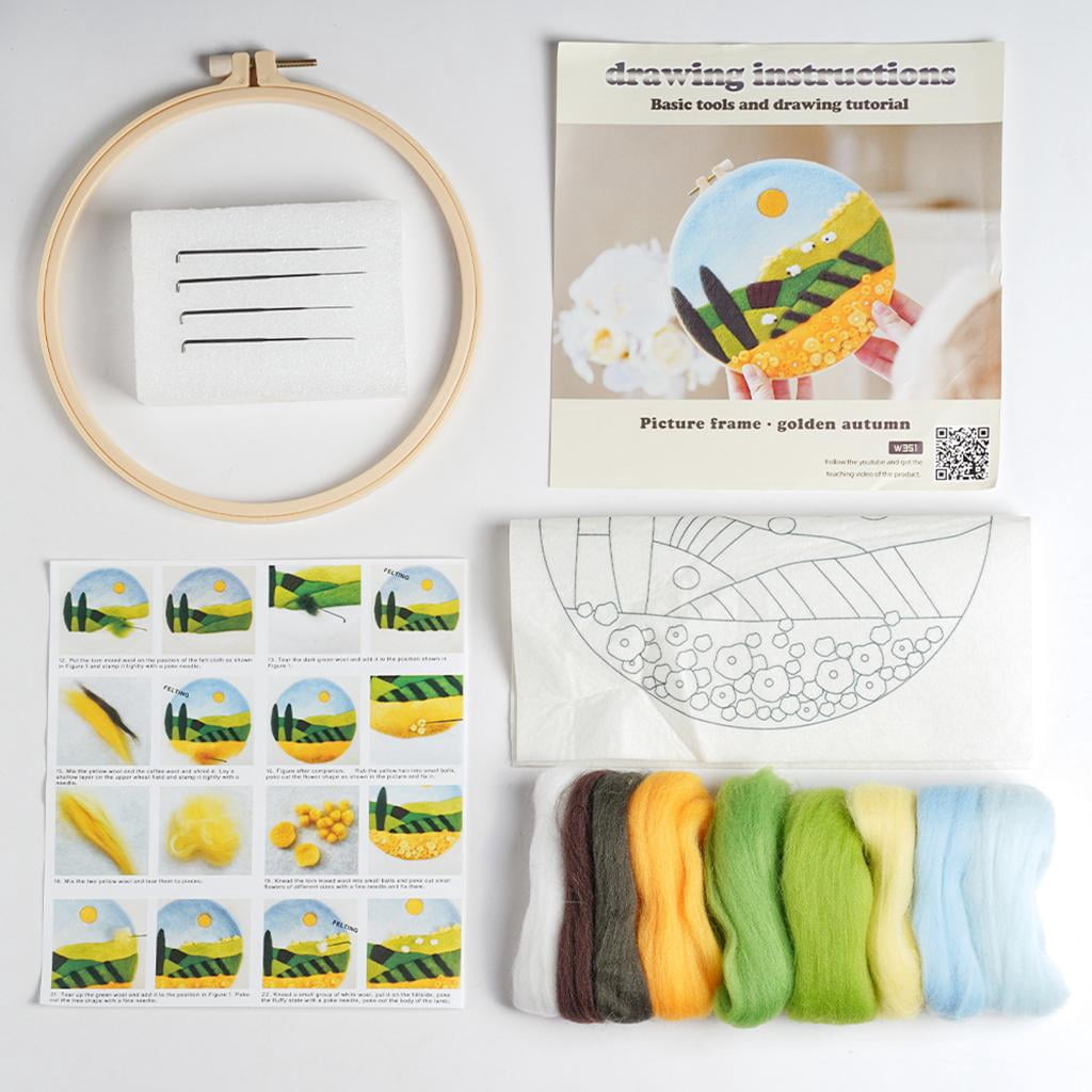 FVDPWYE 2x Landscape Wool Needle Felting Kit Beginner Kids DIY Christmas