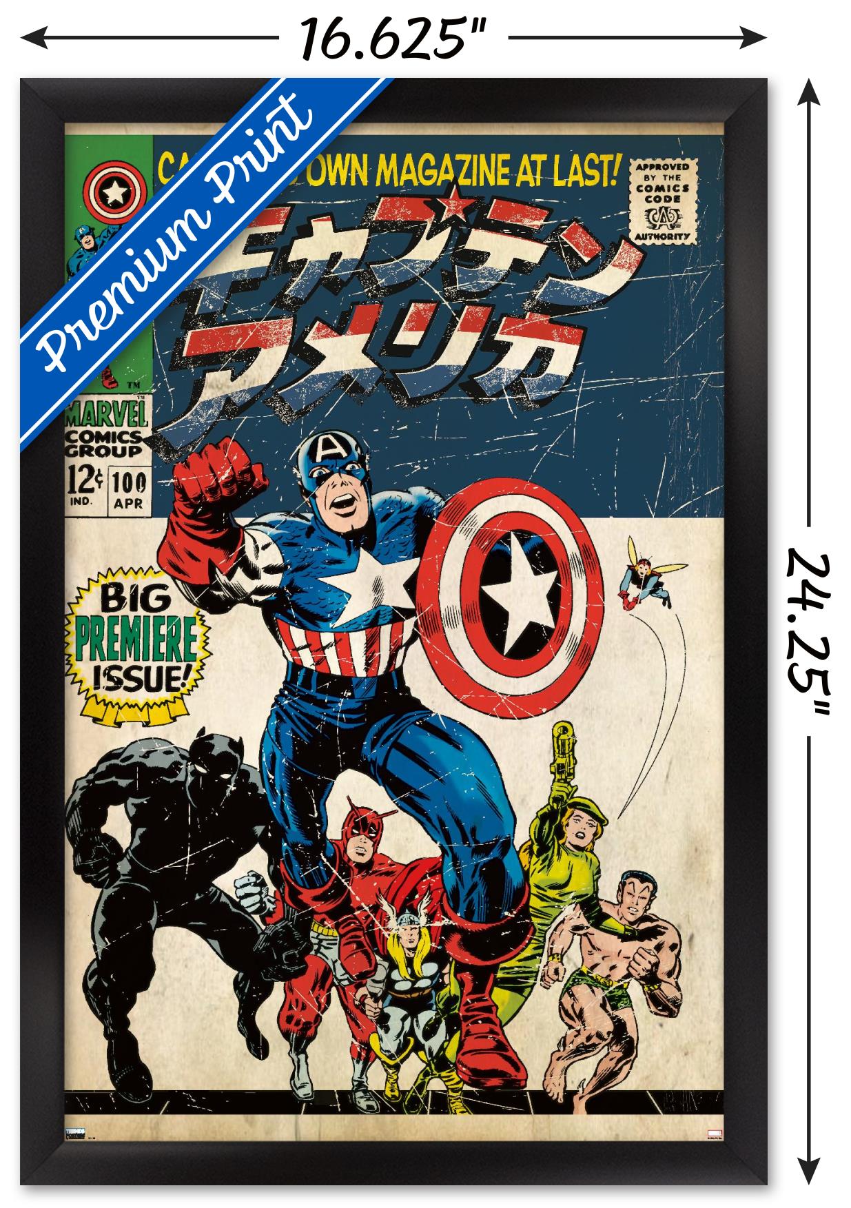 Marvel Katakana - Captain America #100 Wall Poster, 14.725" x 22.375" Framed
