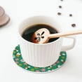 thumbnail image 5 of Honeii Flying Bees print Leather Coaster Set of 4, ideal for safeguarding your furniture from drinks spills and effortless cleanup-Round Shape, 5 of 6