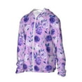 thumbnail image 3 of Goofa Violet Printed Women's UPF 50+ Sun Protection Hoodie Jacket Lightweight Long Sleeve Sun Shirt for Women with Pocket Hiking Outdoor-Small, 3 of 9