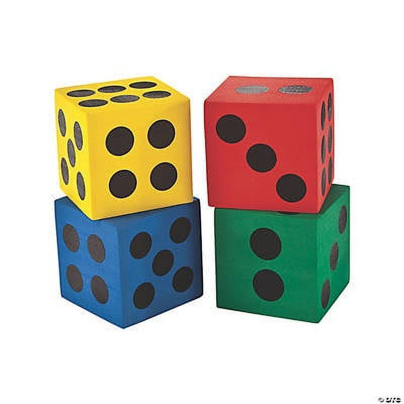 Jumbo Foam Dice Set of 6, Giant Soft Dice in Assorted Colors for Bunco Night & Game Night Fun
