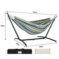 thumbnail image 2 of Double Classic Camping Outdoor Cotton Hammocks with 9 Feet Steel Stand 450 lb Capacity, 2 of 7