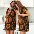 thumbnail image 4 of Easygdp Autumn Pumpkin Leaves Camisón de manga corta para mujer, informal, estampado, 4 of 6