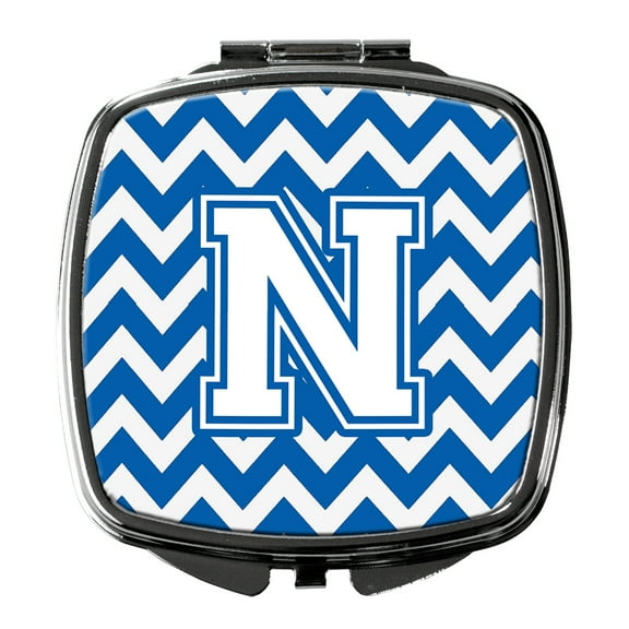 Letter N Chevron Blue and White Compact Mirror CJ1045-NSCM