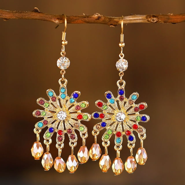 Xihbxyly Pendientes Étnicos, Joyas Navideñas Deslumbrantes, Pendientes Colgantes Únicos y Brillantes, Accesorios Navideños Llamativos, Regalo Perfecto para Tus Seres Queridos, Elegante Declaración de