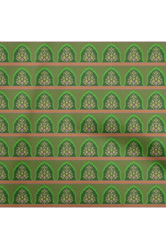 Cotton Jersey Green Fabric Arabic Moroccan Sewing Material Print Fabric By The Yard 58 Inch Wide