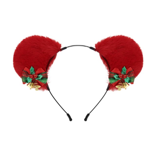 Diadema con orejas de animales de Navidad jinwen Cosplay Rojo 24 cm x 17 cm