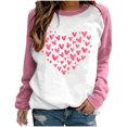 thumbnail image 1 of Cameland Rabais Saint-Valentin Femmes Mignon Rouge Cœur Graphique T-Shirts Raglan Manches Longues Col Rond Chandails en Molleton Ample Décontracté Tops Rose, 1 of 3