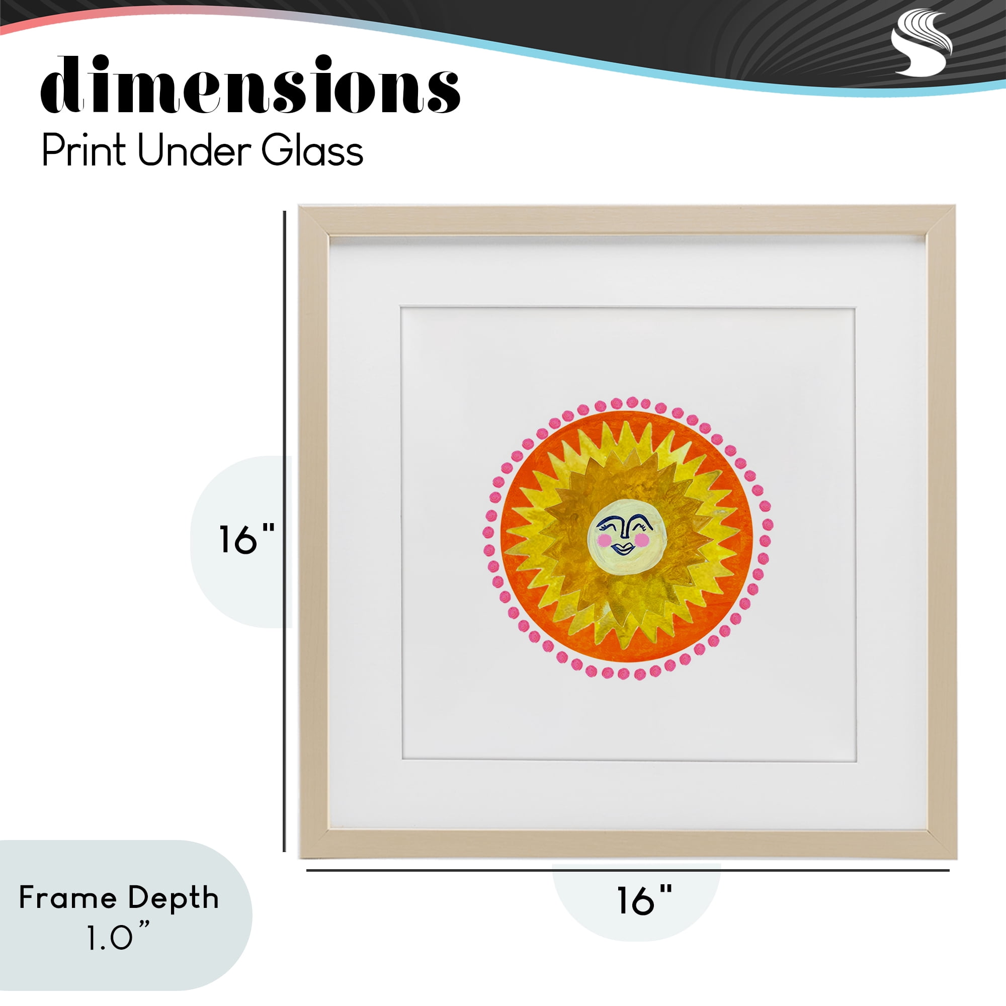 Stupell Industries Yellow & Orange Smiling Sun Birch Framed Print Under Glass, design by Katherine Herrell Studio