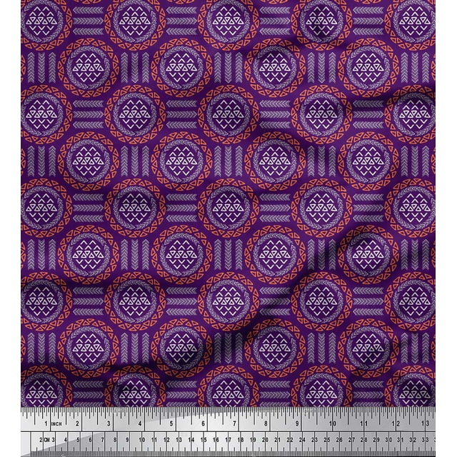 Soimoi Purple Viscose Chiffon Fabric Arrow & Triangle Geometric Printed Craft Fabric by the Yard 42 Inch Wide
