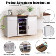 Coffee Bar Cabinet with Fridge Space, Mini Fridge Cabinet,Buffet Sideboard,53.2L