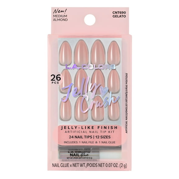 L.A. COLORS Jelly Crush Nail Tip, Gelato, 26 Piece