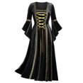 thumbnail image 2 of DPTALR Robe Longue à Manches Longues avec Bandage Patchwork Cool pour Femmes Grande Taille, 2 of 6