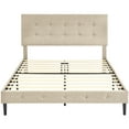 thumbnail image 3 of DeCoro Cambridge Easy Assembly Upholstered Platform Bed with Headboard, Metal Frame with Solid Wood Slat Support, No Box Spring Required and Noise-free, King, Linen, 3 of 10