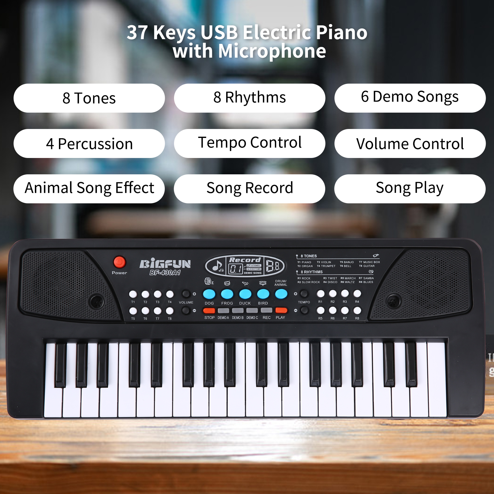 BIGFUN 37-Key Kids Keyboard Piano with Microphone photo 2