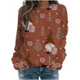thumbnail image 1 of GHSDFBB Chandails de Noël pour Femmes Mode Loisirs Imprimé Graphique Manches Longues Hauts Mignons Chandail en Molleton Col Rond Cadeau de Noël, 1 of 5