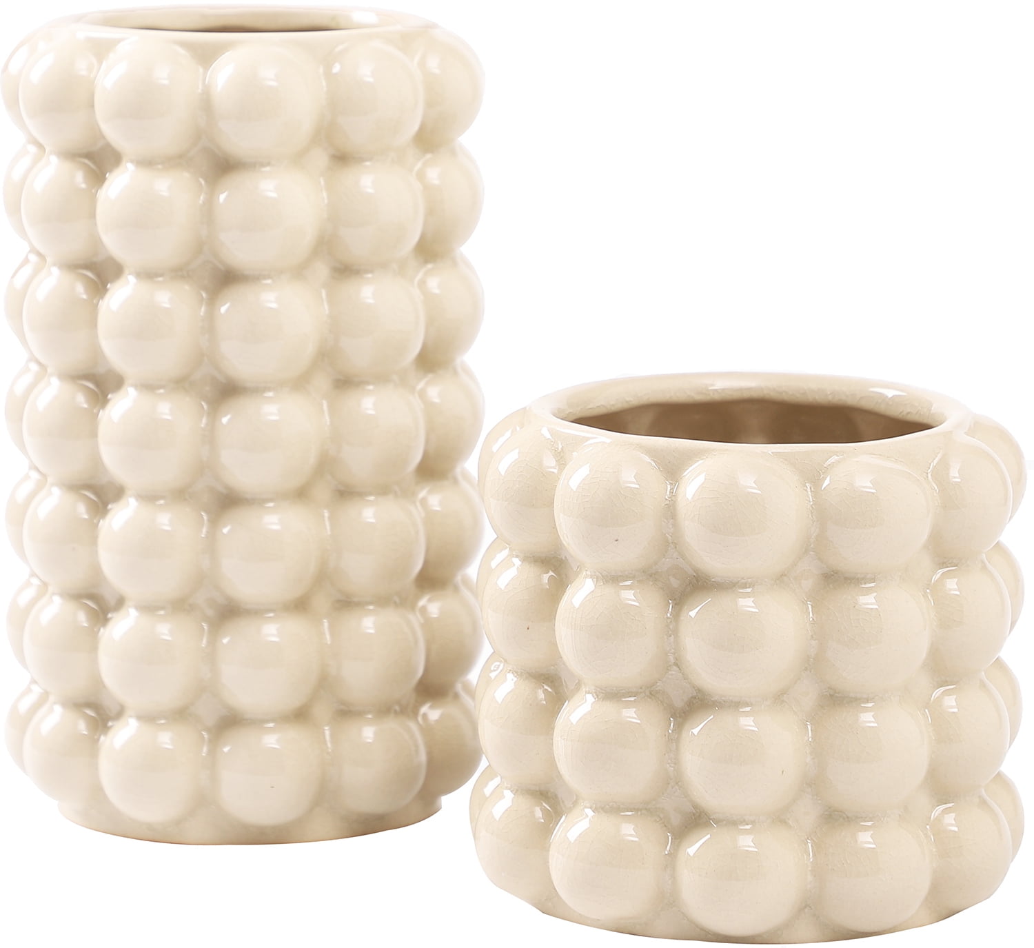 YANWE1 White Ceramic Vases, Set of 2 Vases, Boho Vases, Decorative