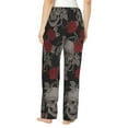 thumbnail image 3 of Daiia Skull and Red Roses Women's Sleep Pant with Pockets and Drawstring,Pajama Pants-X-Large, 3 of 9