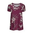 thumbnail image 4 of Ichuanyi Womens Shirts , Women's Short Sleeve Print V-Neck T-Shirt Loose Casual Summer Tee Tops, 4 of 6