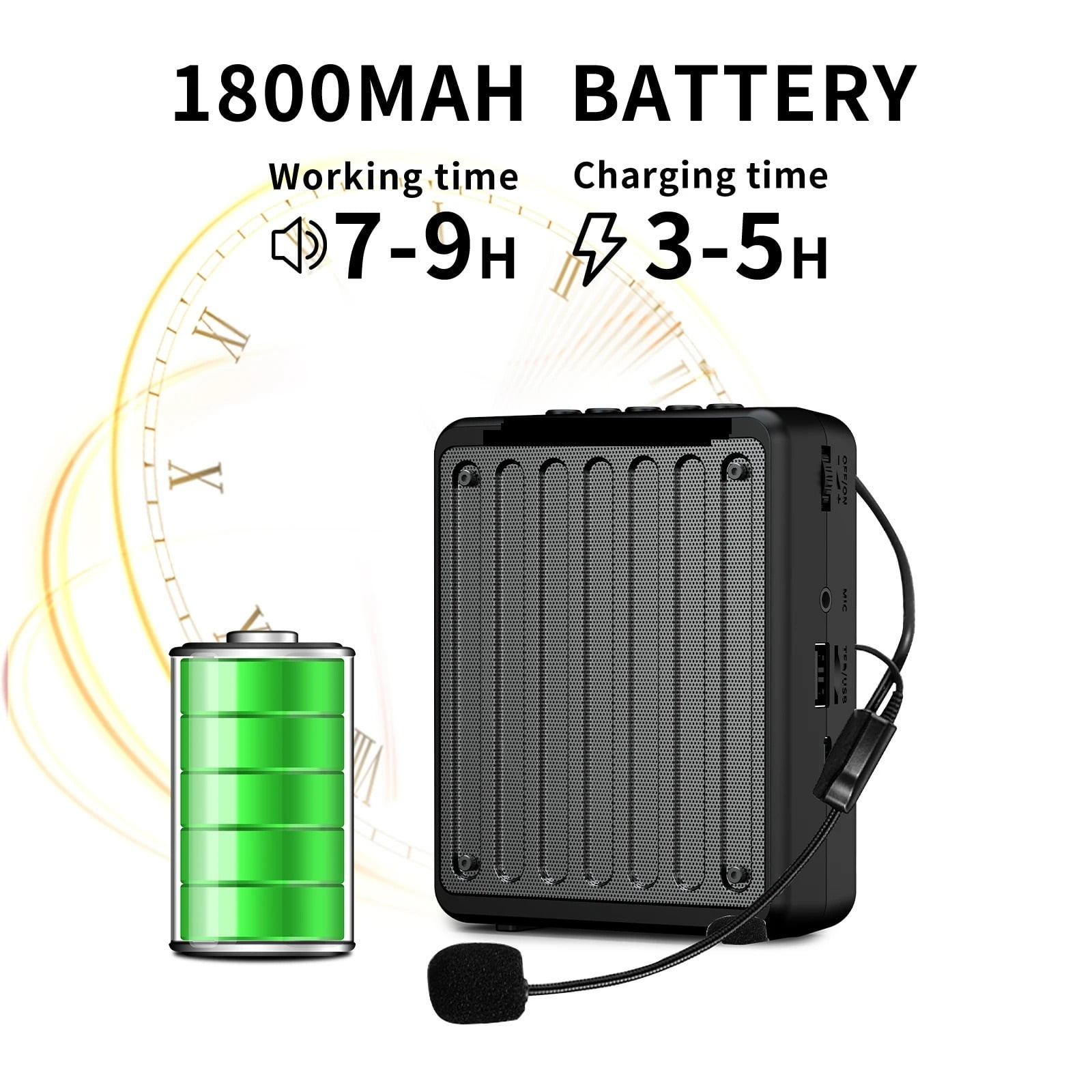 Mini Voice Amplifier for Teachers,Portable Bluetooth Voice Amplifier with Headset Microphone,Green ,True Acoustic Power Amplifier