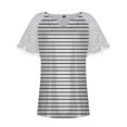 thumbnail image 3 of Mujeres Tops Casual verano encaje manga corta Split cuello túnica impresa camisetas camisetas Tops OAVQHLG3B Store lin121212, 3 of 4