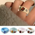 thumbnail image 2 of Women Resin Ring Rhinestone Irregular Wide Chunky Ring Finger Ring Knuckle Ring, 2 of 10