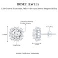 thumbnail image 4 of Rosec Jewels Lab Created Diamond Stud Earrings with Screw Back - Halo Earrings for Mom - EF-VS Quality, 925 Sterling Silver, 4 of 6