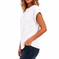 thumbnail image 2 of Women's Cap Sleeve T Shirts Casual Cotton Loose Fit Crew Neck Summer Tee Basic Tops for Women, 2 of 7