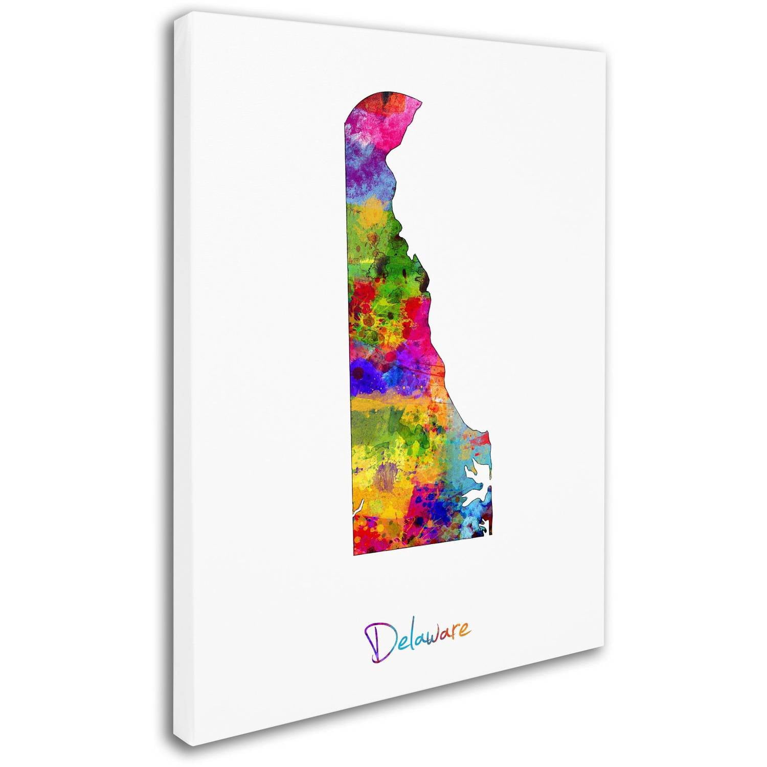 Trademark Fine Art "Delaware Map" Canvas Art by Michael Tompsett