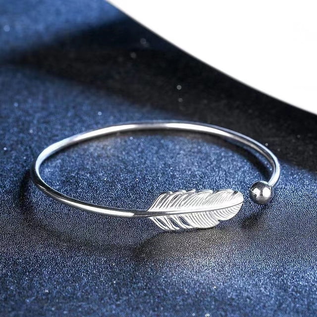 Pulsera de plata 925 para mujer, estilo bohemio, tamaño ajustable, brazalete de hoja abierta, regalo de joyería de moda para mujeres y niñas para cumpleaños, Navidad y vacaciones LingWen 9024719121970