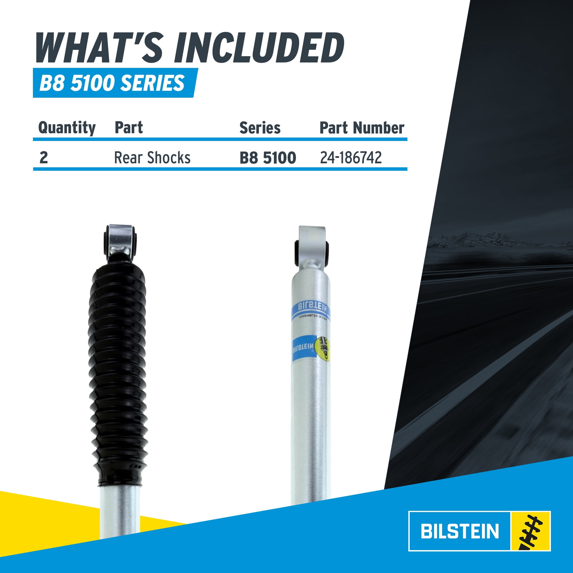 Bilstein Pair of Rear B8 5100 Series Shocks Compatible with 2001-2010 Silverado / Sierra 2500 / 3500 HD with 0-1" Rear Lift
