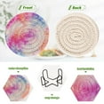thumbnail image 3 of 6 Pcs Drink Coasters with Holder 3.94in Woven Coasters for Drinks Pink and Blue Tie-dye Pattern Coaster Set for Protection Table, 3 of 7